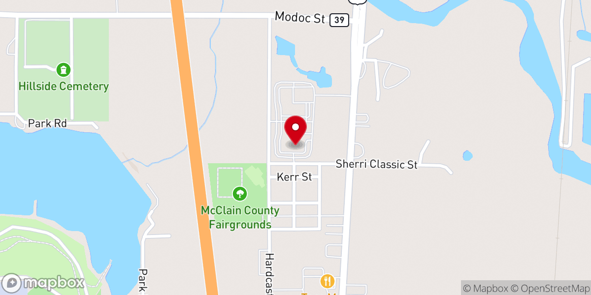 Map showing location of Chickasaw Nation Purcell Senior Center
