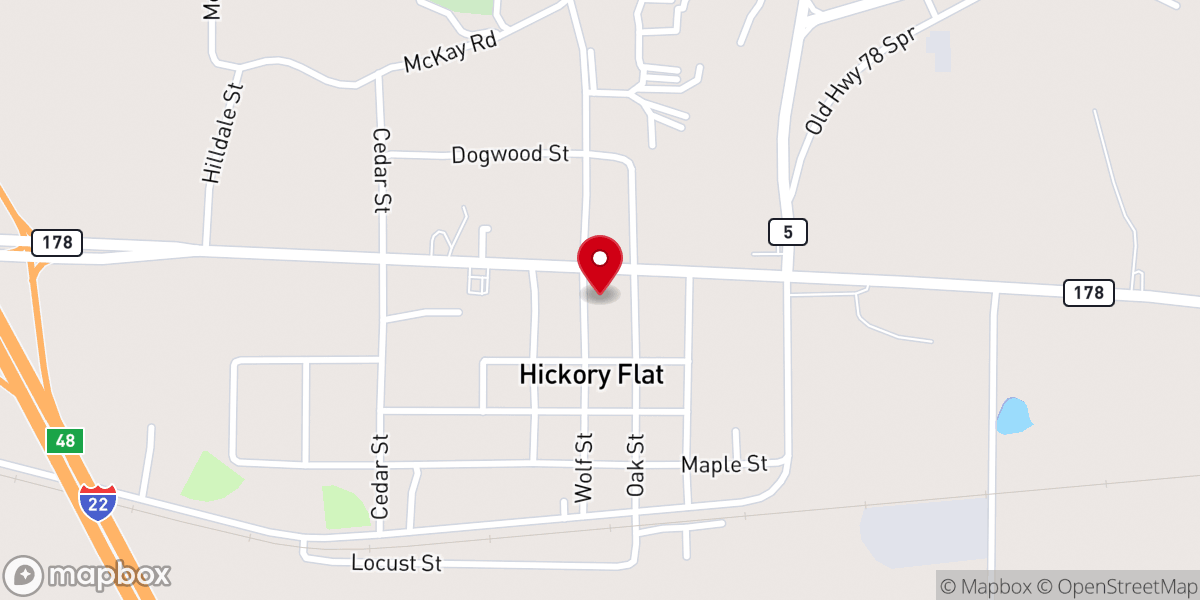 Map showing location of Hickory Flat United Methodist Church