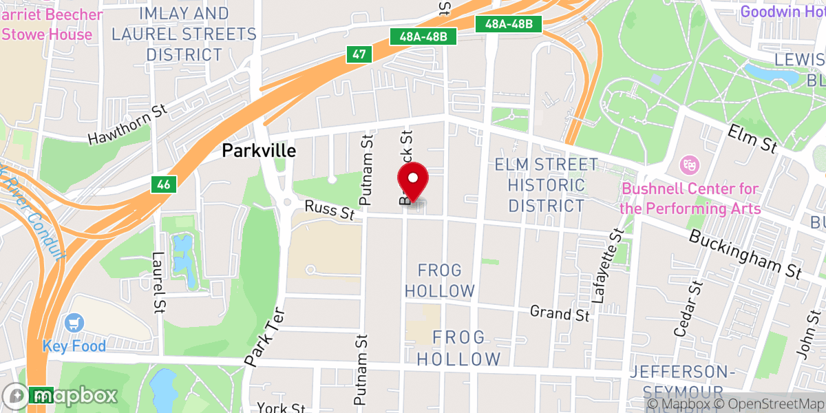 Map showing location of Hartford Spanish Seventh-Day Adventist Church