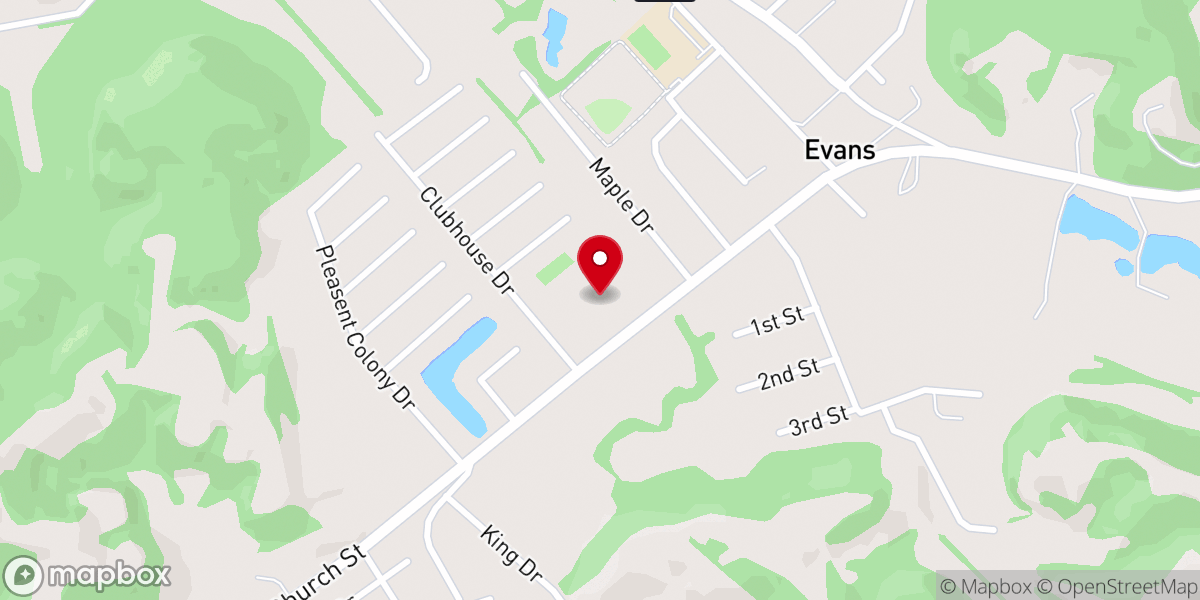 Map showing location of Evans Church of God