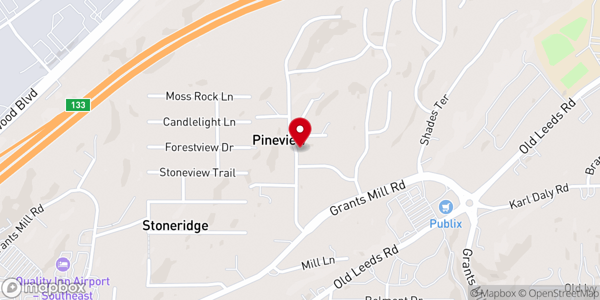 Map showing location of Hilltop Baptist Church