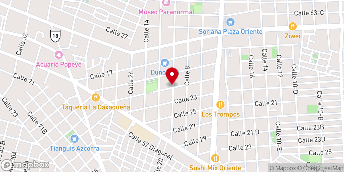 Map showing location of Iglesia Bautista Central de Mérida