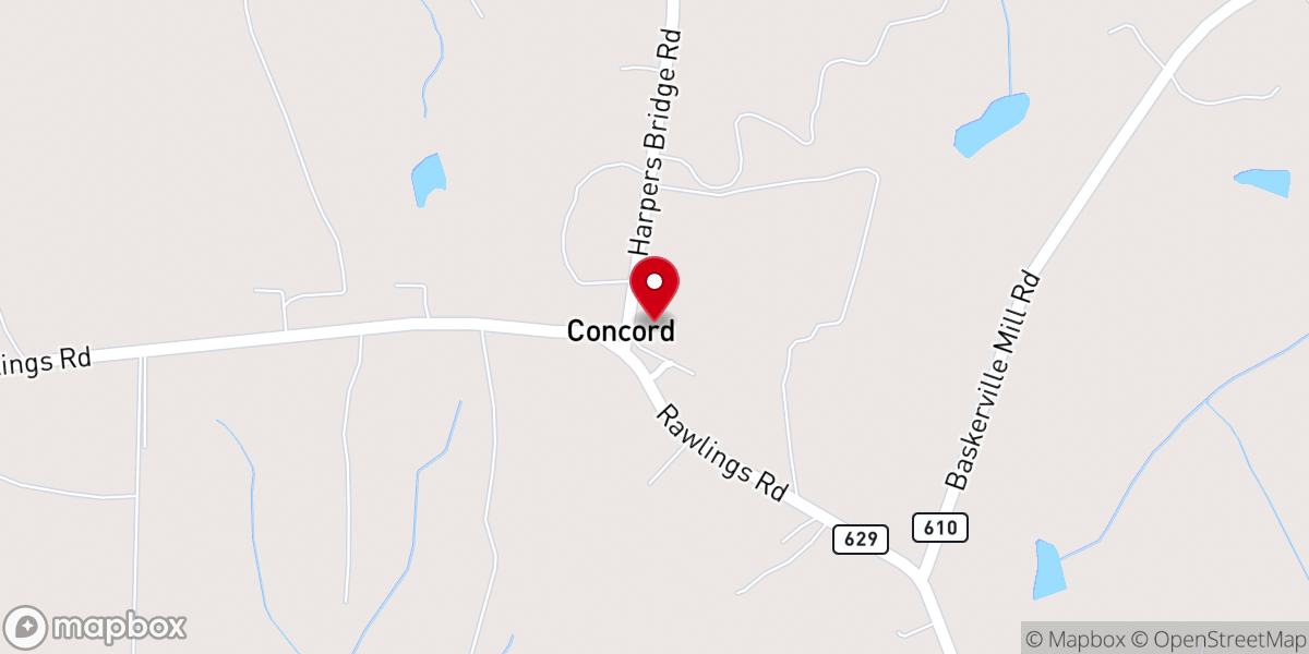 Map showing location of Concord Presbyterian Church