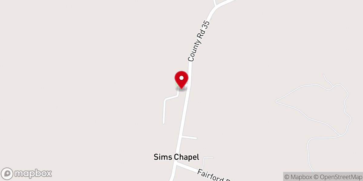 Map showing location of Sims Chapel United Methodist Church