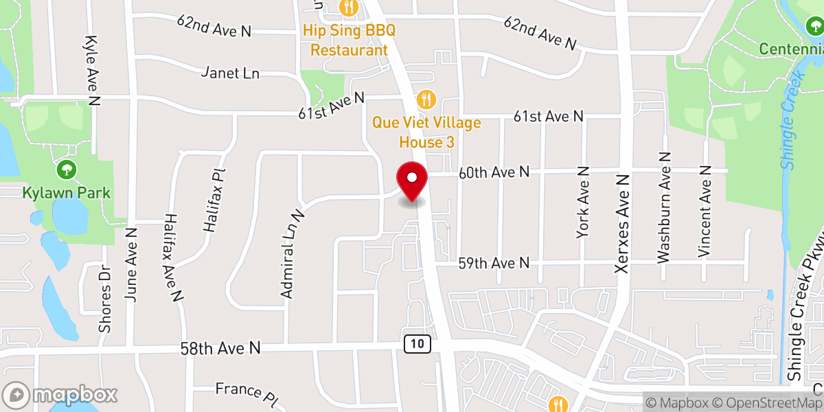 Map showing location of Cross of Glory Lutheran Church