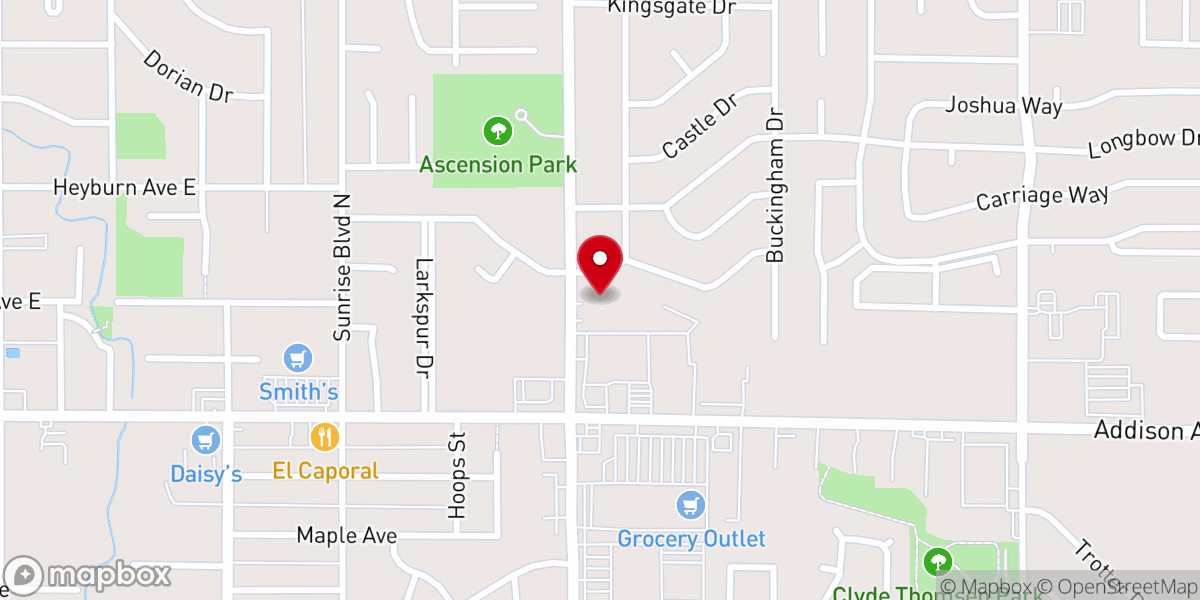 Map showing location of Eastside Baptist Church
