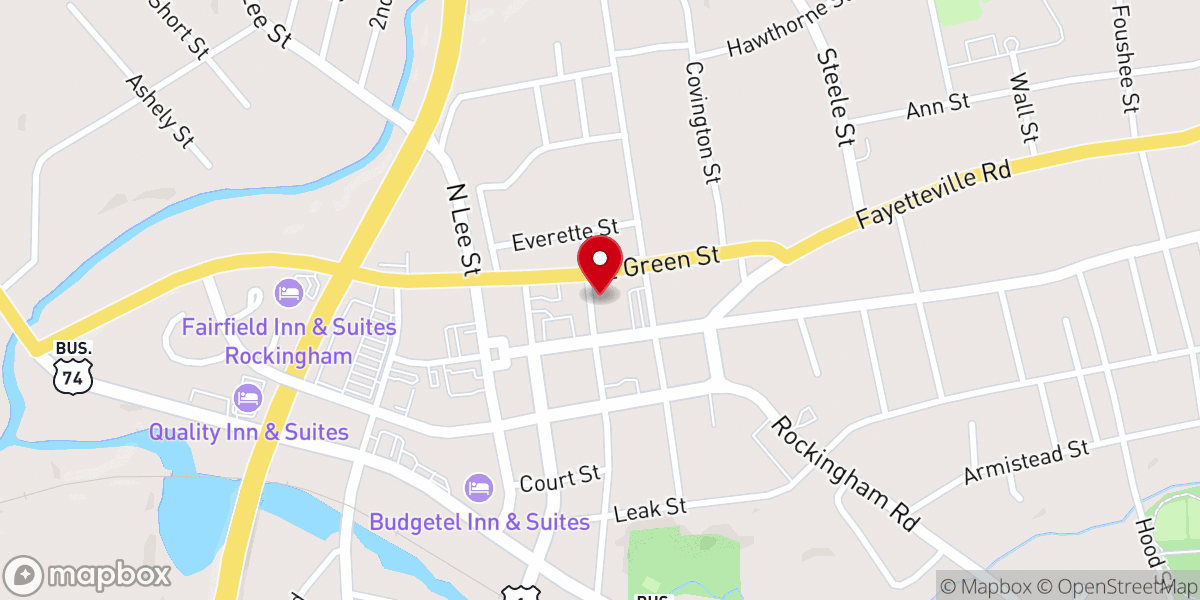 Map showing location of Pee Dee Baptist Association