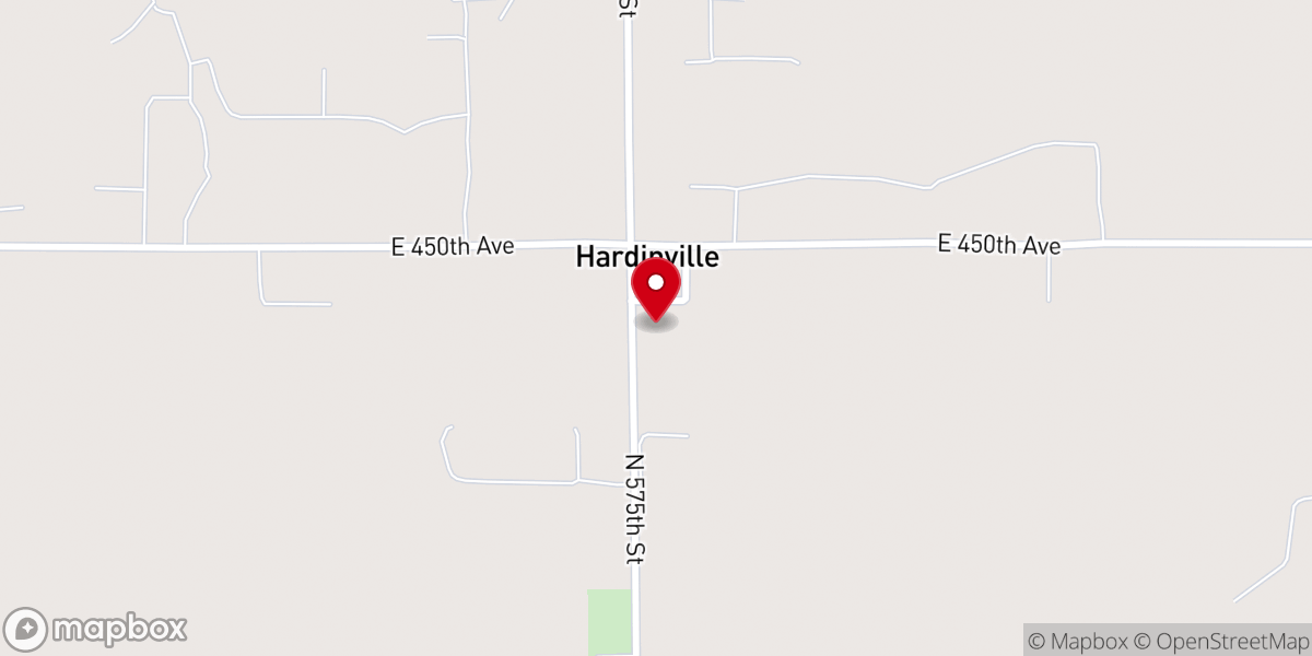 Map showing location of Hardinville Christian Church