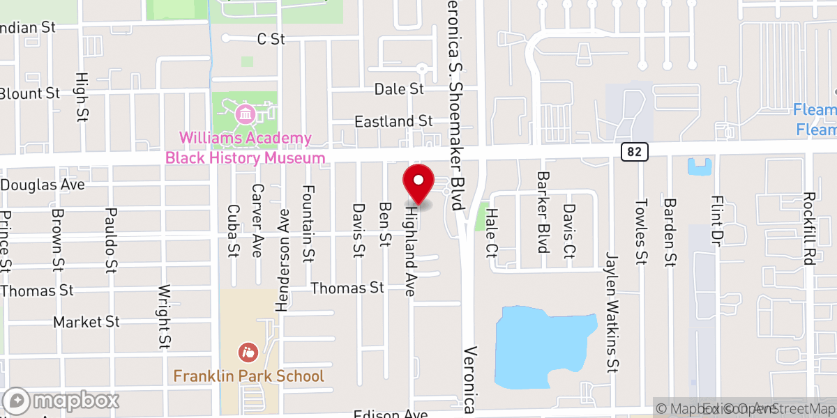 Map showing location of Mt. Olive A.M.E Church