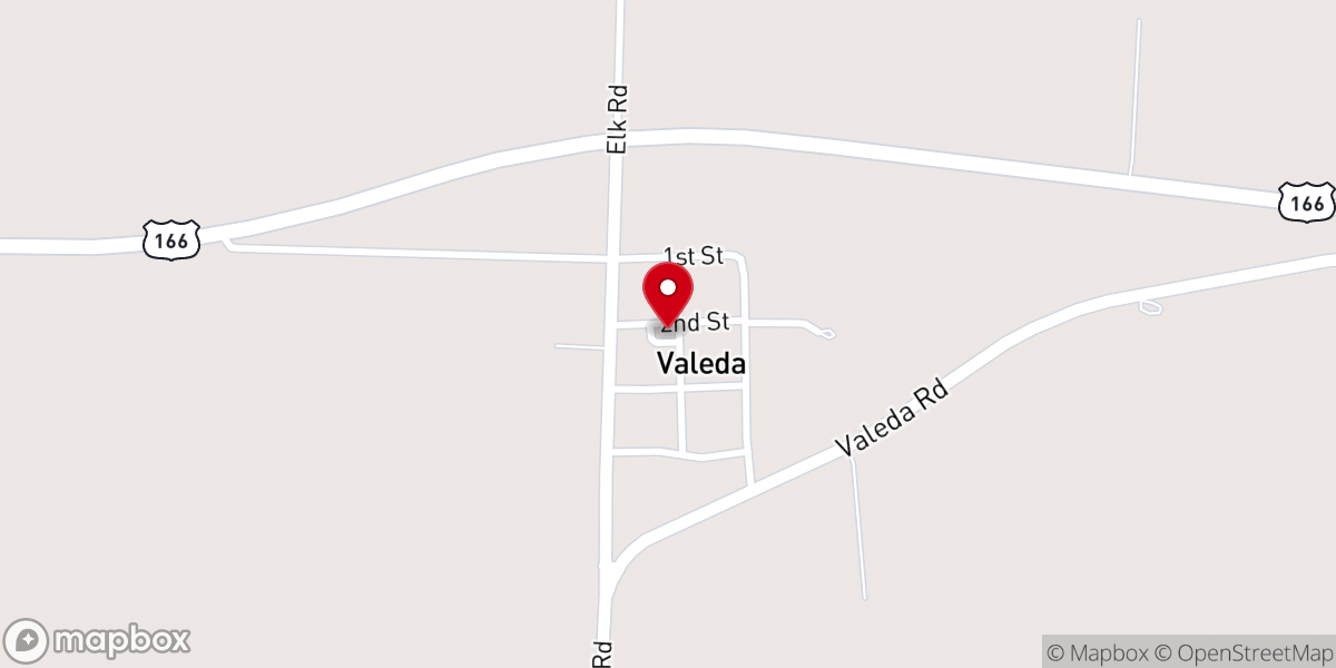 Map showing location of Valeda United Methodist Church