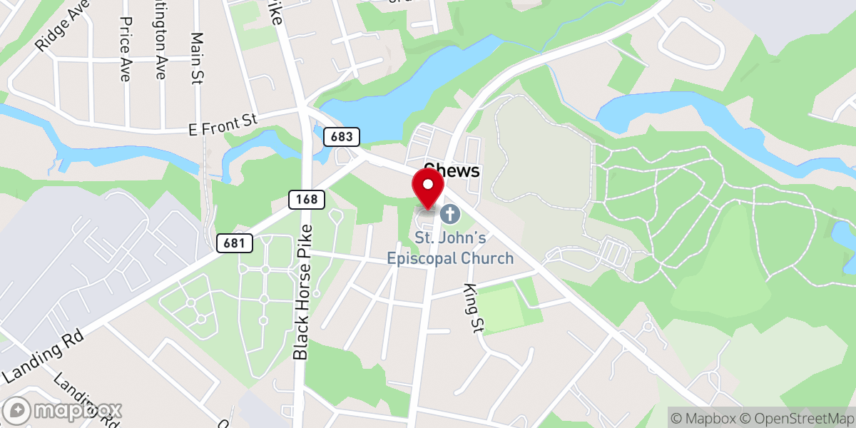 Map showing location of St John's Church Parish Hall