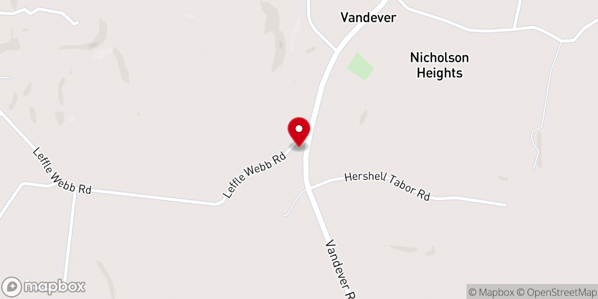 Map showing location of Vandever Baptist Church
