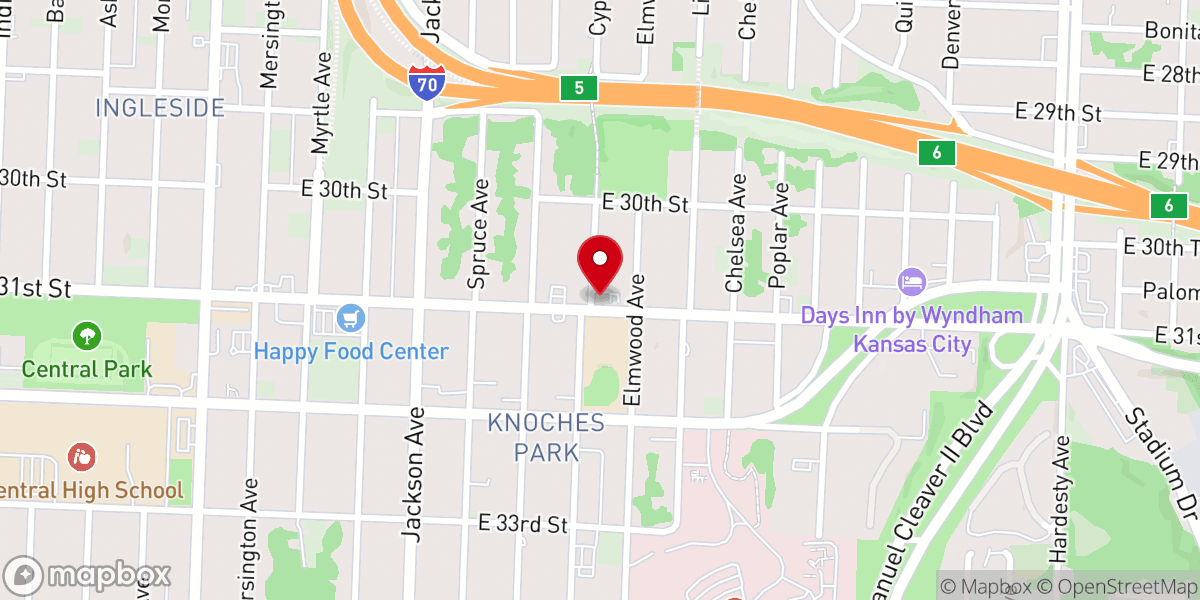 Map showing location of Blue Valley Missionary Baptist