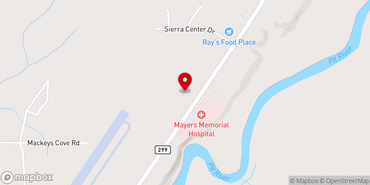 Map showing location of Fall River Mills Seventh-Day Adventist Church