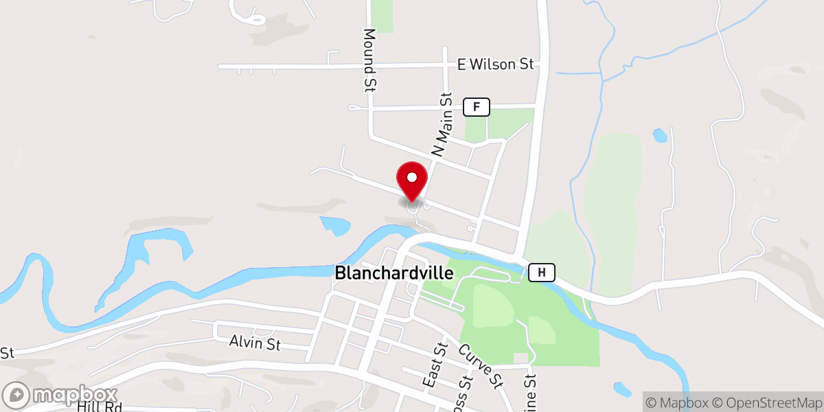 Map showing location of Blanchardville United Methodist Church