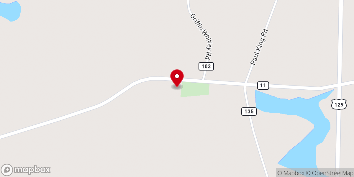 Map showing location of Flat Creek Missionary Baptist Church