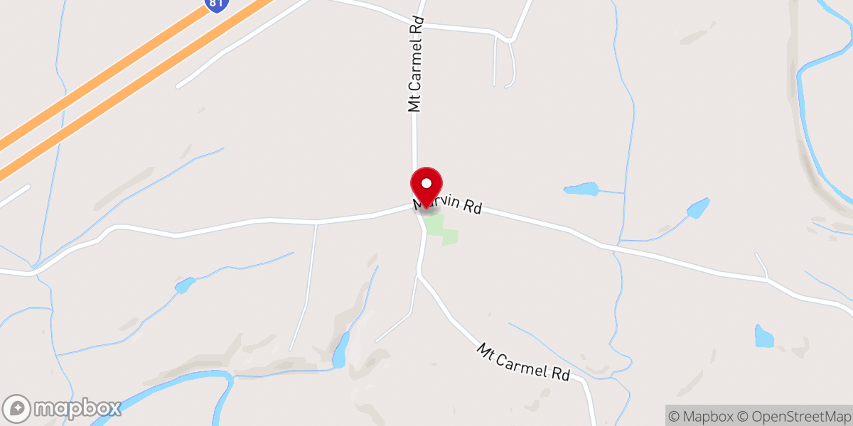 Map showing location of Mount Carmel Church