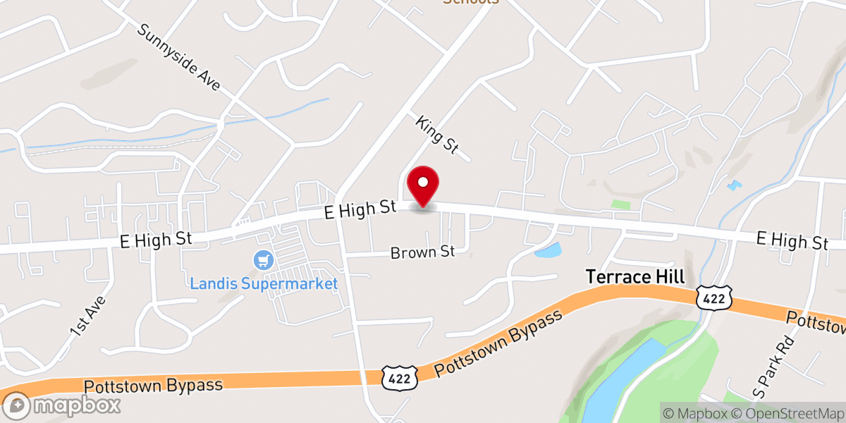 Map showing location of Sanatoga Union Sunday School