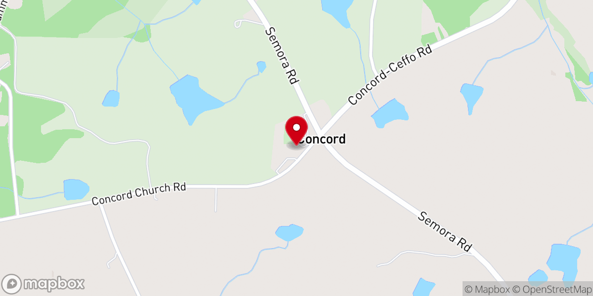 Map showing location of Concord Church of Roxboro