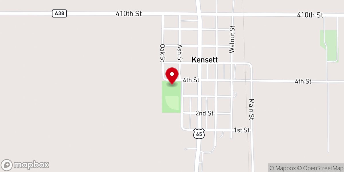 Map showing location of Kensett Community Center