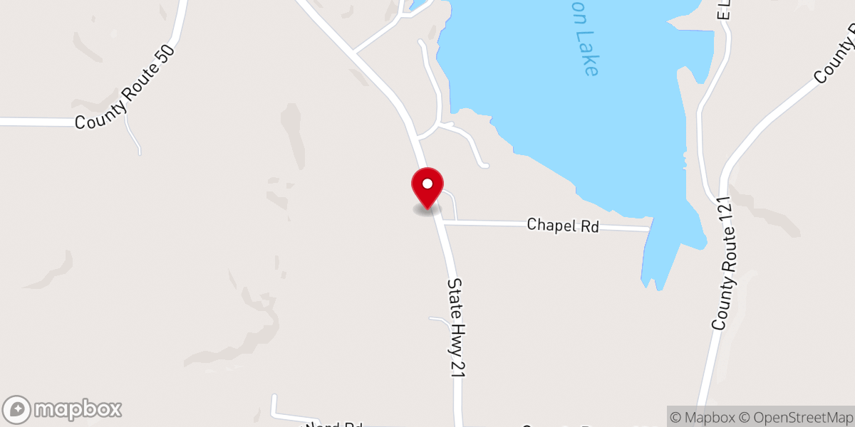 Map showing location of Loon Lake Chapel