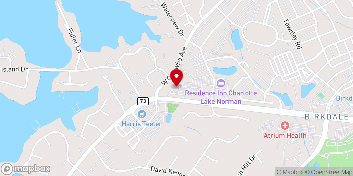 Map showing location of Lake Norman Baptist Church