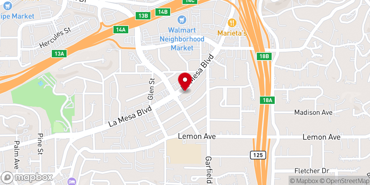 Map showing location of La Mesa First Assembly of God Church