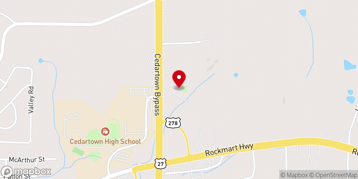Map showing location of East View Baptist Church