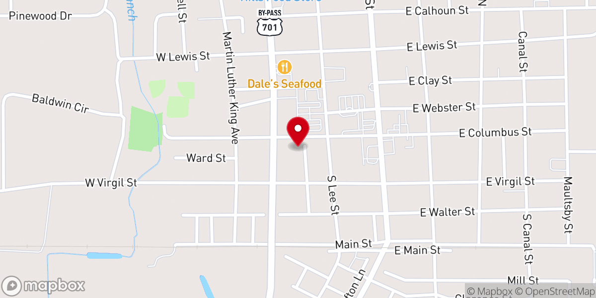 Map showing location of Friendship Baptist Church
