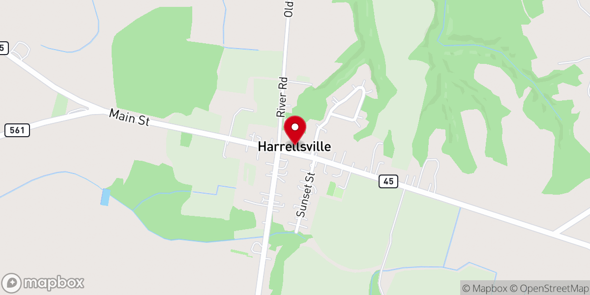 Map showing location of Harrellsville Chapel