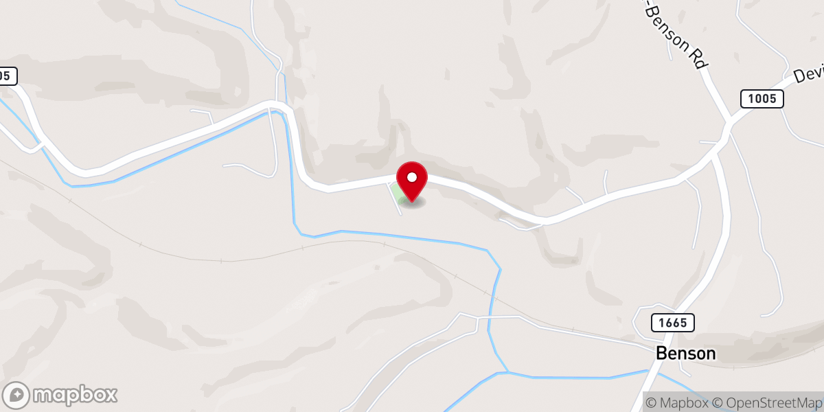 Map showing location of North Benson Baptist Church