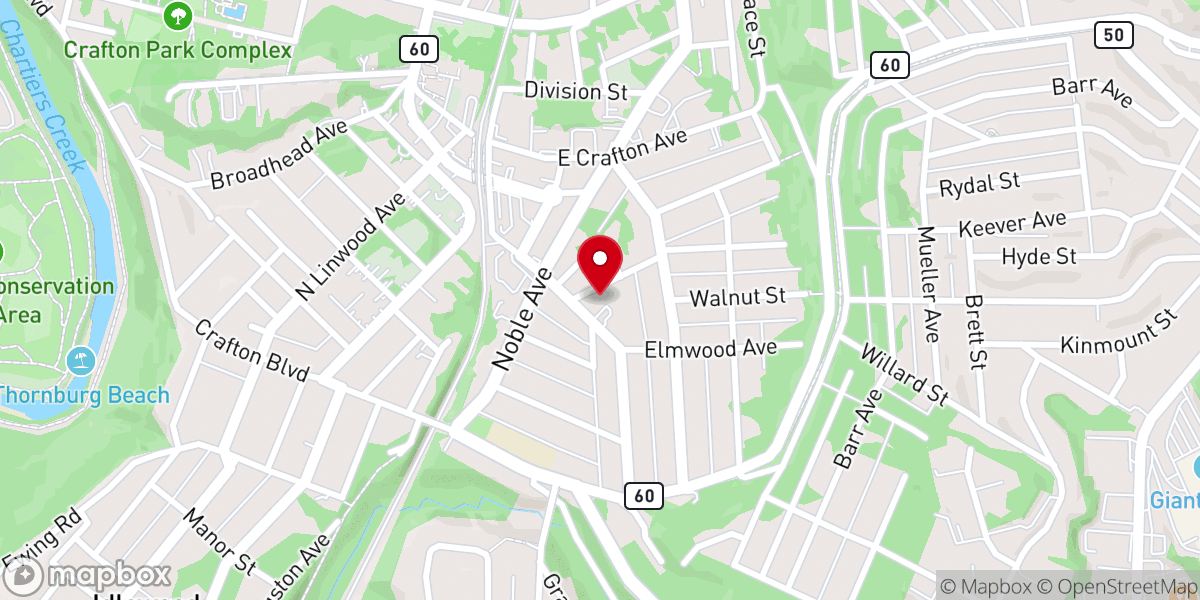 Map showing location of Crafton United Presbyterian Church