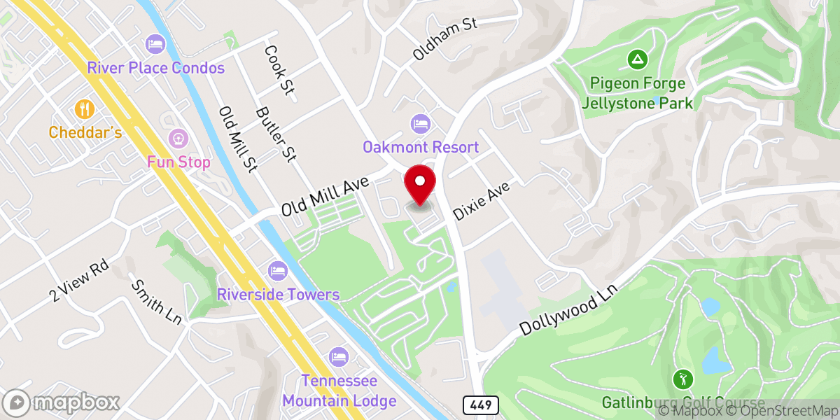 Map showing location of Great Smoky Mountains Church of Christ