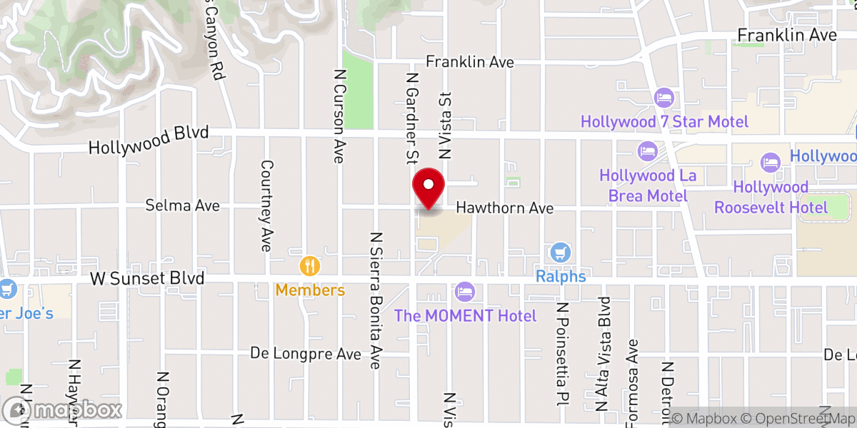Map showing location of Calvary Chapel Hollywood