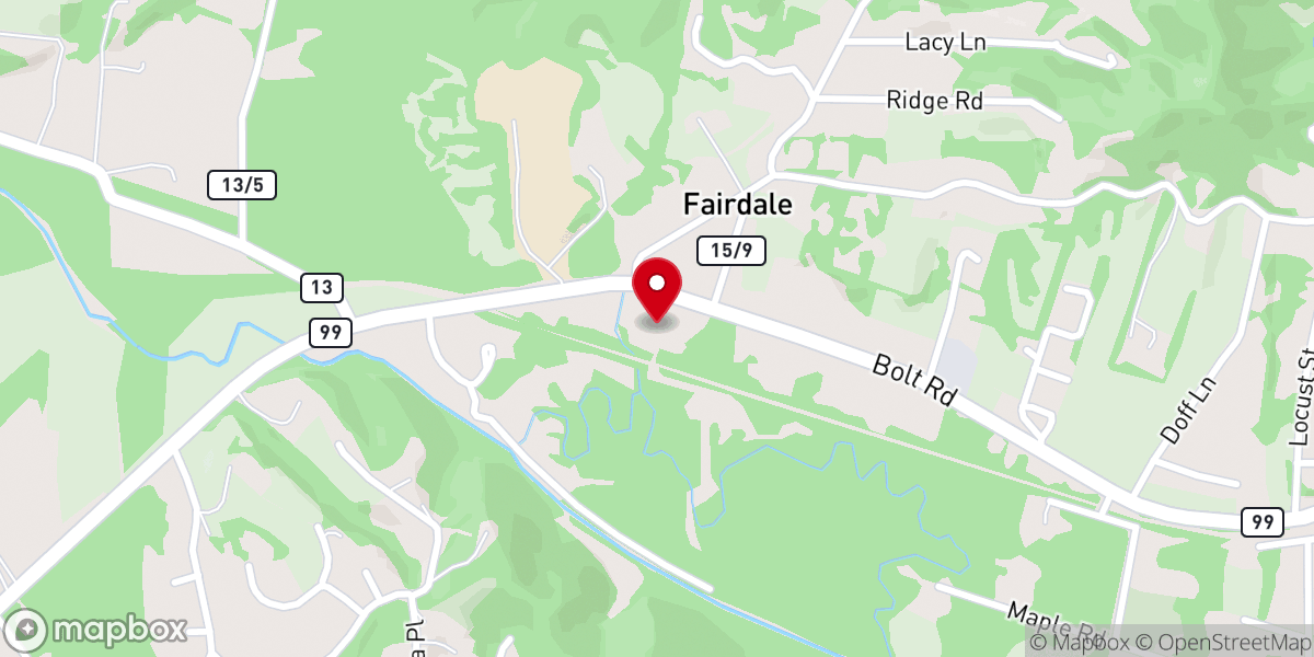 Map showing location of Fairdale Freewill Baptist Church
