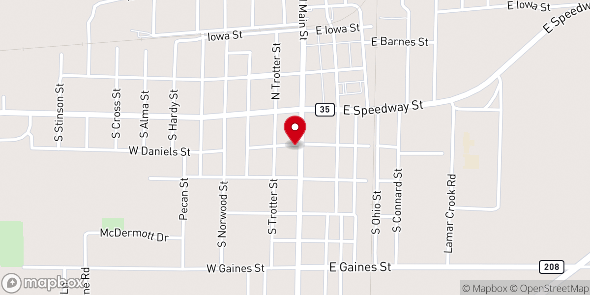 Map showing location of Dermott Church of Christ