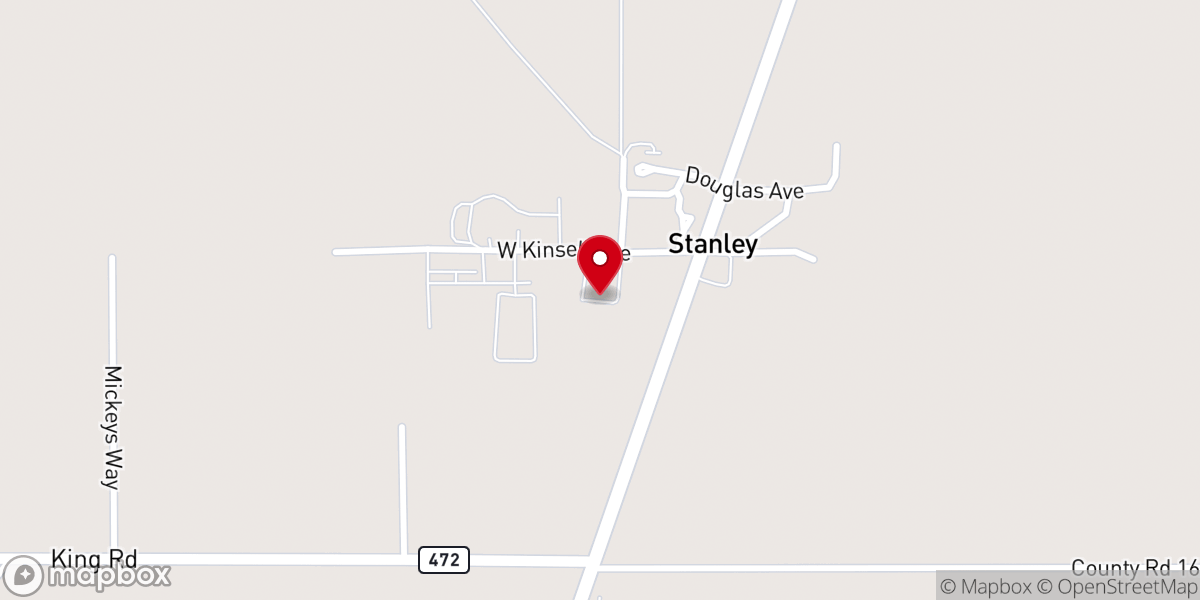 Map showing location of Stanley Union Church