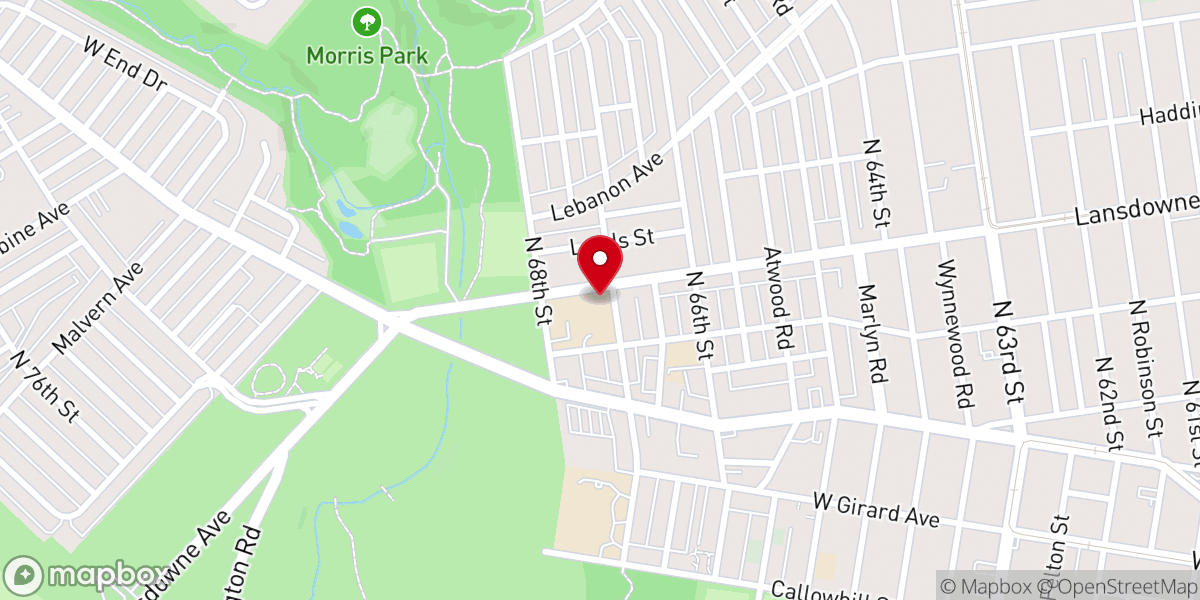 Map showing location of Paschall First Baptist Church