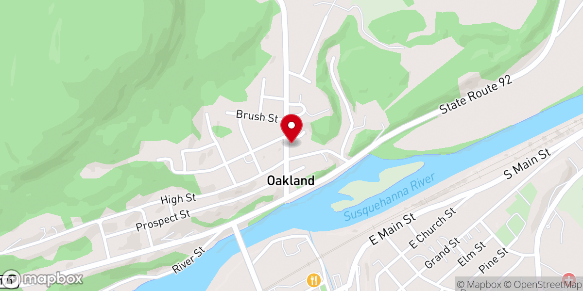 Map showing location of Oakland Borough Community Church