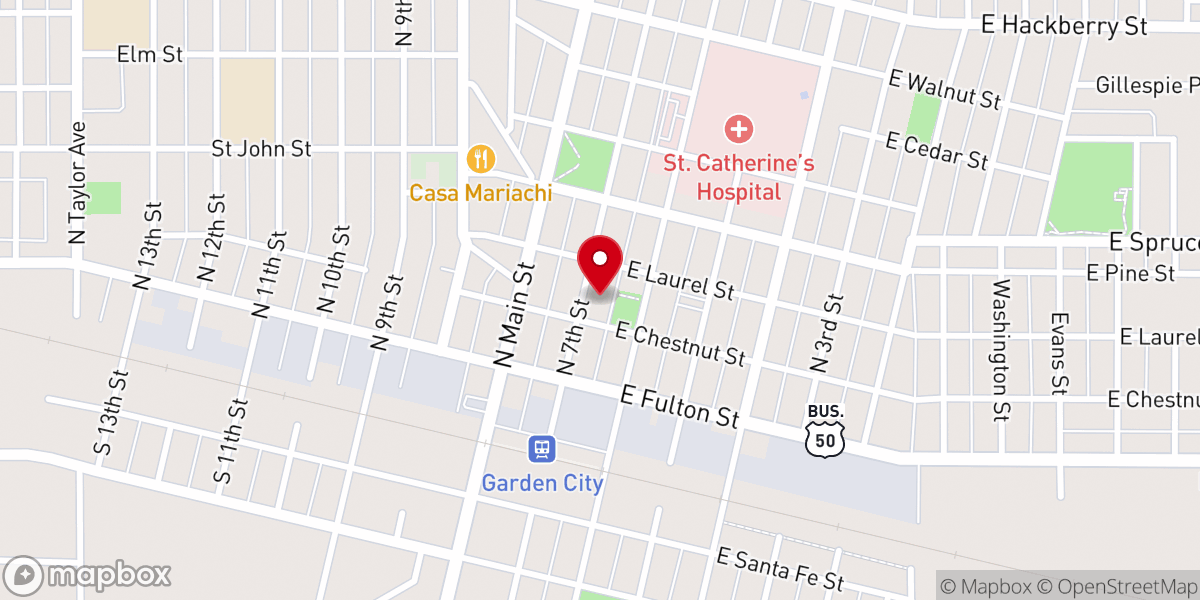 Map showing location of First Christian Church