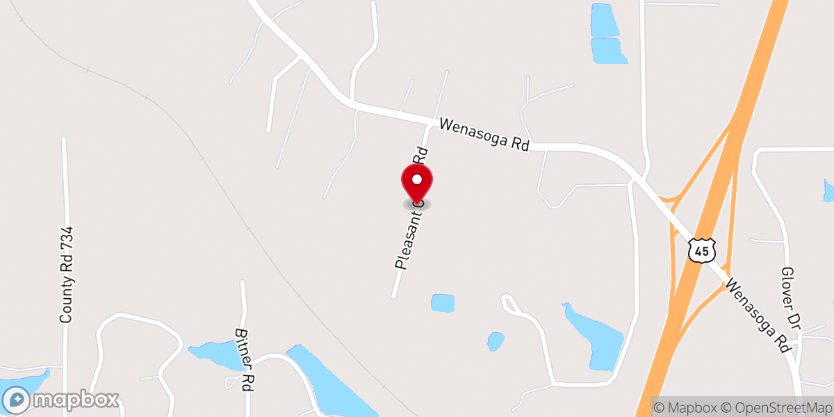 Map showing location of Pleasant Grove Baptist Church Inc