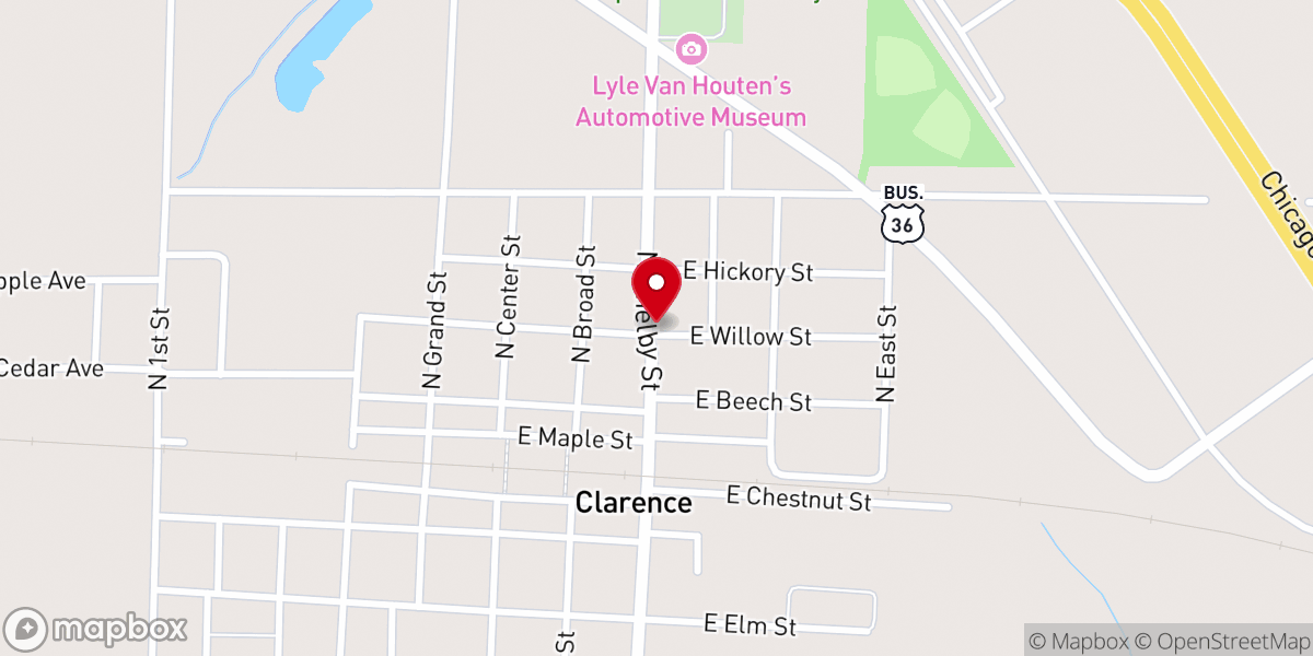 Map showing location of First Baptist Church