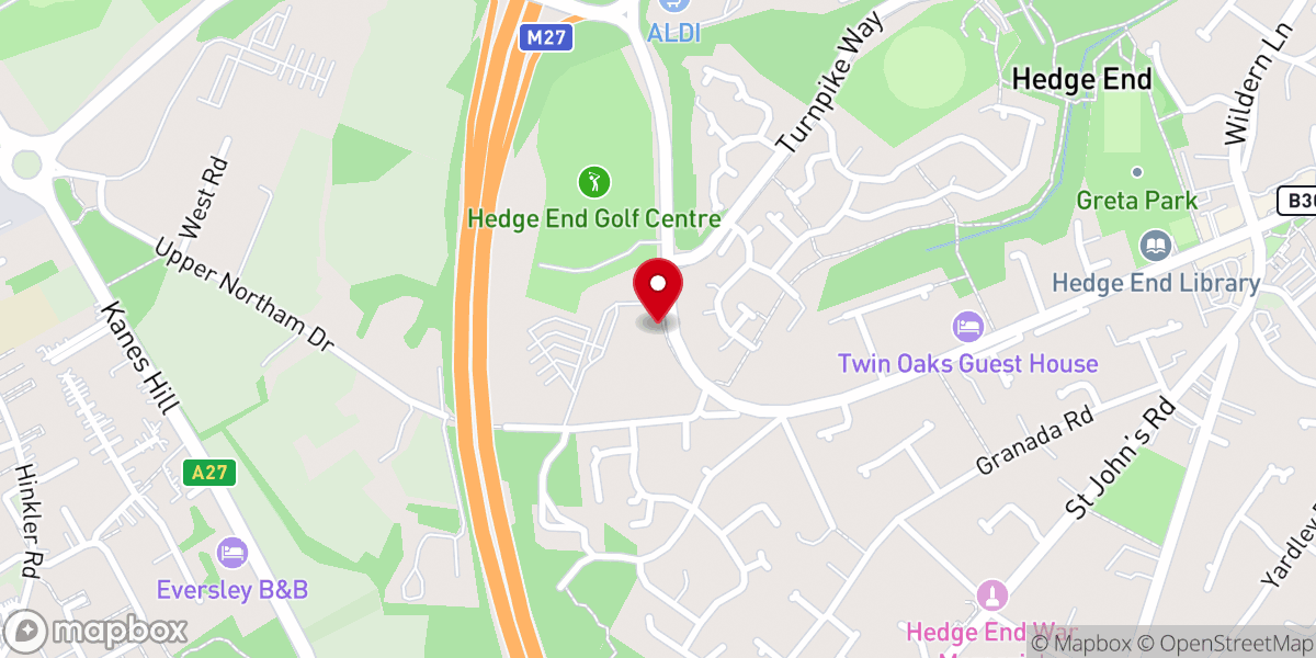 Map showing location of King's Community Church Hedge End