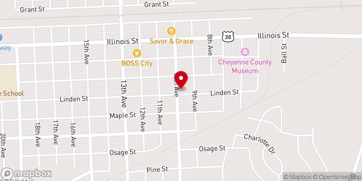 Map showing location of Calvary Baptist Church