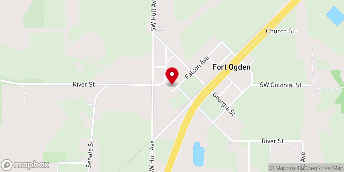 Map showing location of Fort Ogden Community Church