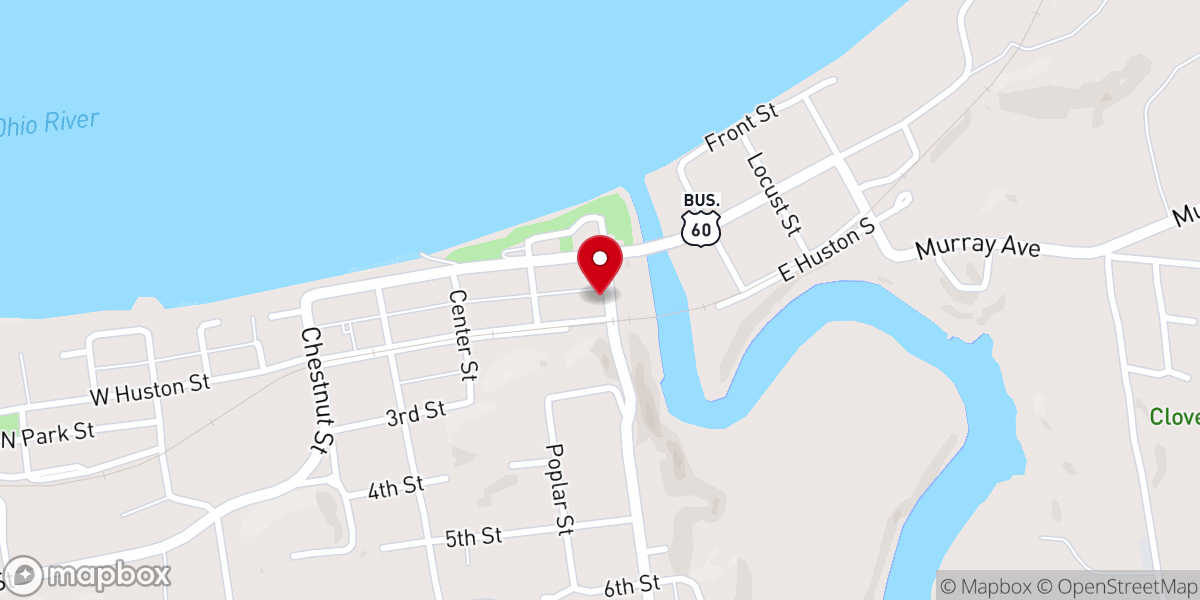 Map showing location of Cloverport Chruch of Christ