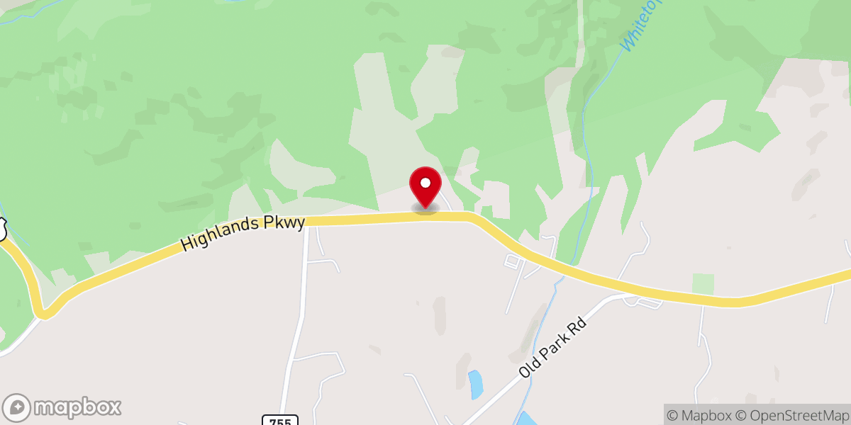 Map showing location of Whitetop Baptist Church