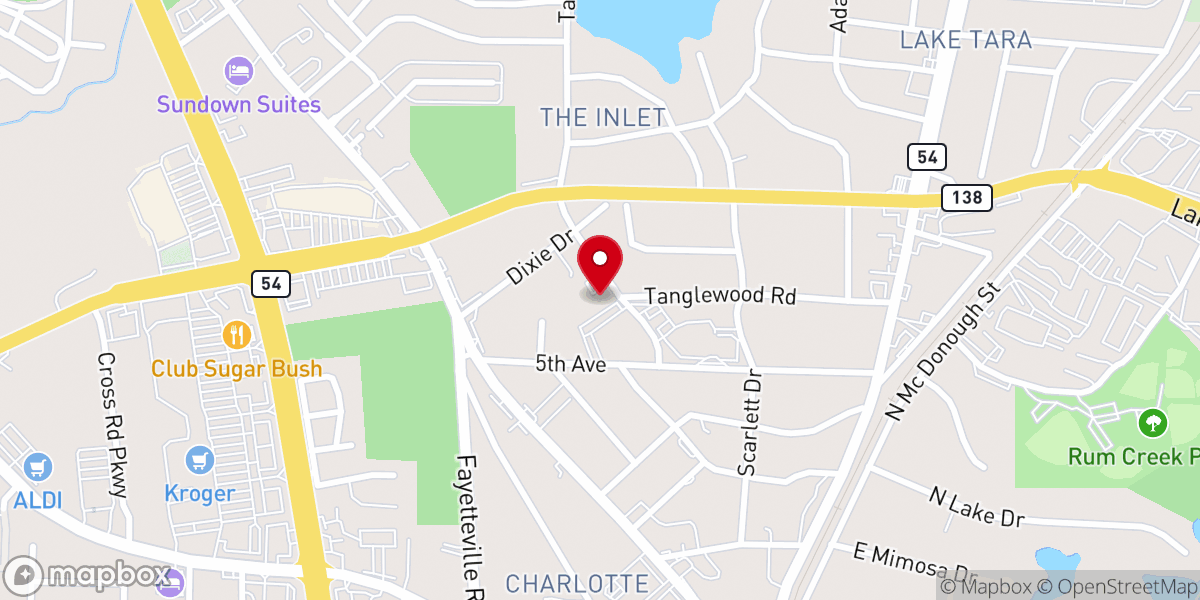 Map showing location of Antioch Baptist Church