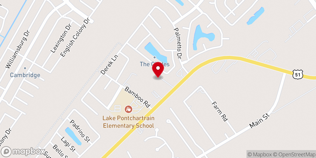 Map showing location of Celebration Church River Parishes Campus