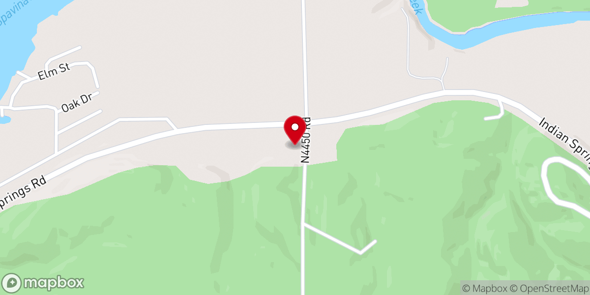Map showing location of Spavinaw Hills House of Worship